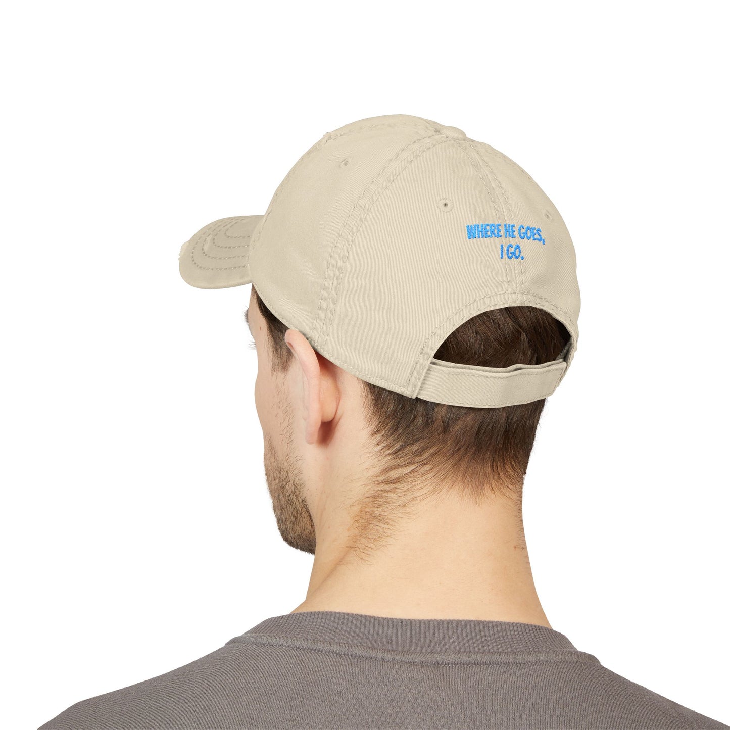 Distressed Dad Hat - Embroidered "Where He Goes, I Go" | Perfect Gift for Dads, Fun Casual Wear, Family Outings, Father's Day, [...]