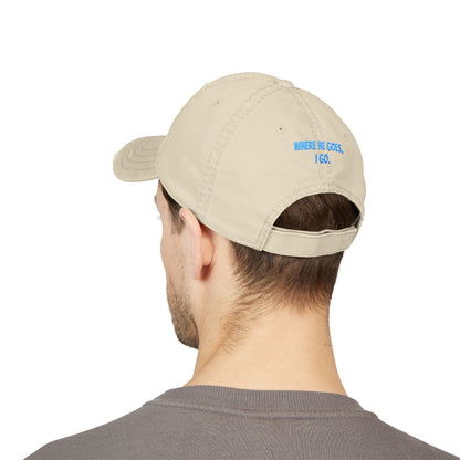 Distressed Dad Hat - Embroidered "Where He Goes, I Go" | Perfect Gift for Dads, Fun Casual Wear, Family Outings, Father's Day, [...]