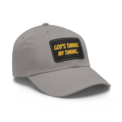 God's Timing Dad Hat with Leather Patch, Adjustable Cap for Men Women, Perfect Gift for Dads, Birthdays, Everyday Wear, Casual Style