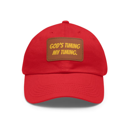 God's Timing Dad Hat with Leather Patch, Adjustable Cap for Men Women, Perfect Gift for Dads, Birthdays, Everyday Wear, Casual Style