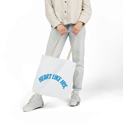 Heart Like His Canvas Tote Bag, 5-Color Straps, Eco-Friendly, Gift for Her, Inspirational Quote, Travel Bag, Shopping Tote