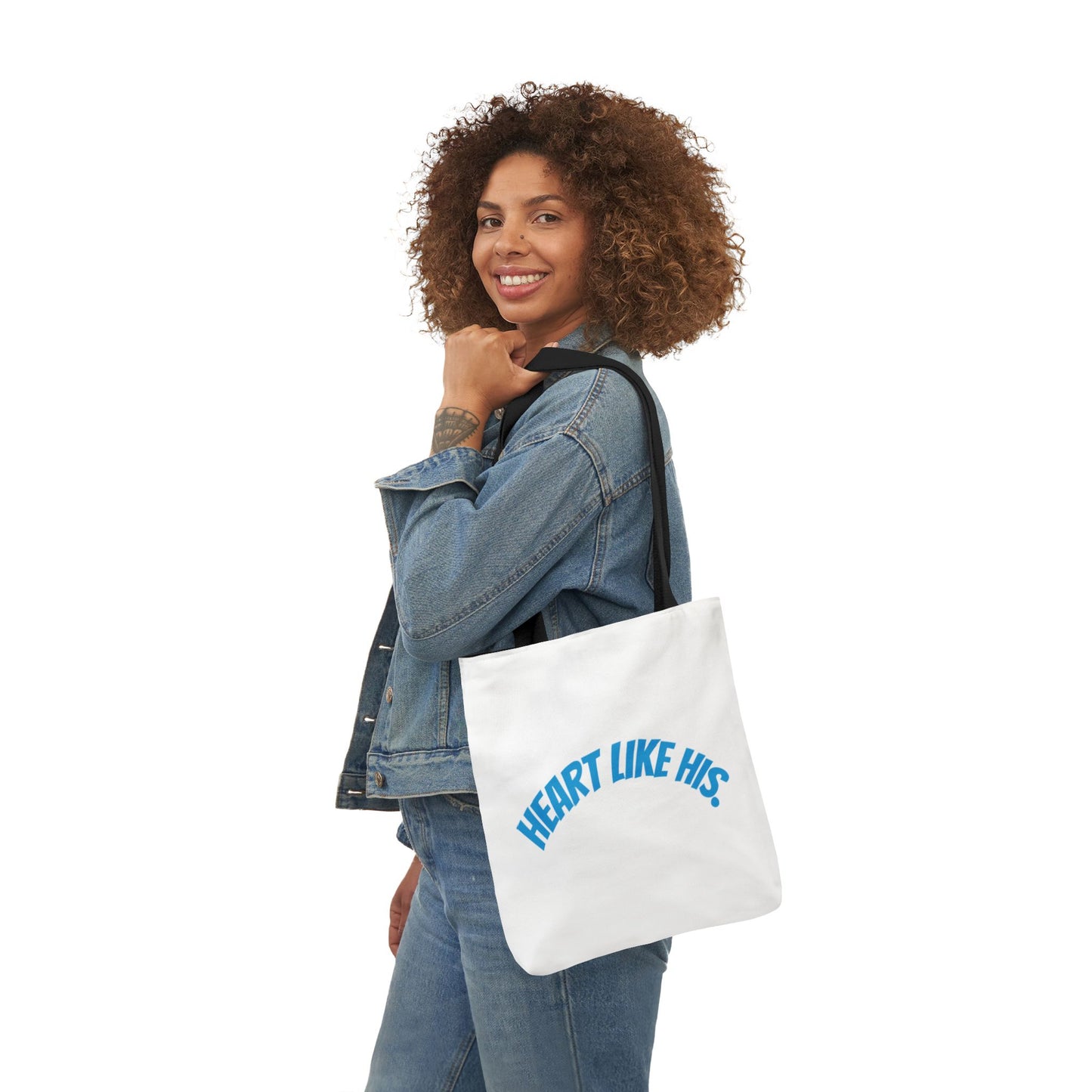 Heart Like His Canvas Tote Bag, 5-Color Straps, Eco-Friendly, Gift for Her, Inspirational Quote, Travel Bag, Shopping Tote