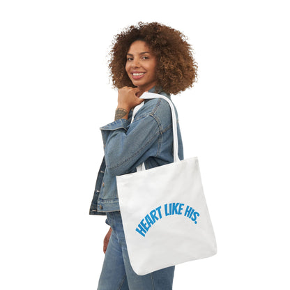 Heart Like His Canvas Tote Bag, 5-Color Straps, Eco-Friendly, Gift for Her, Inspirational Quote, Travel Bag, Shopping Tote