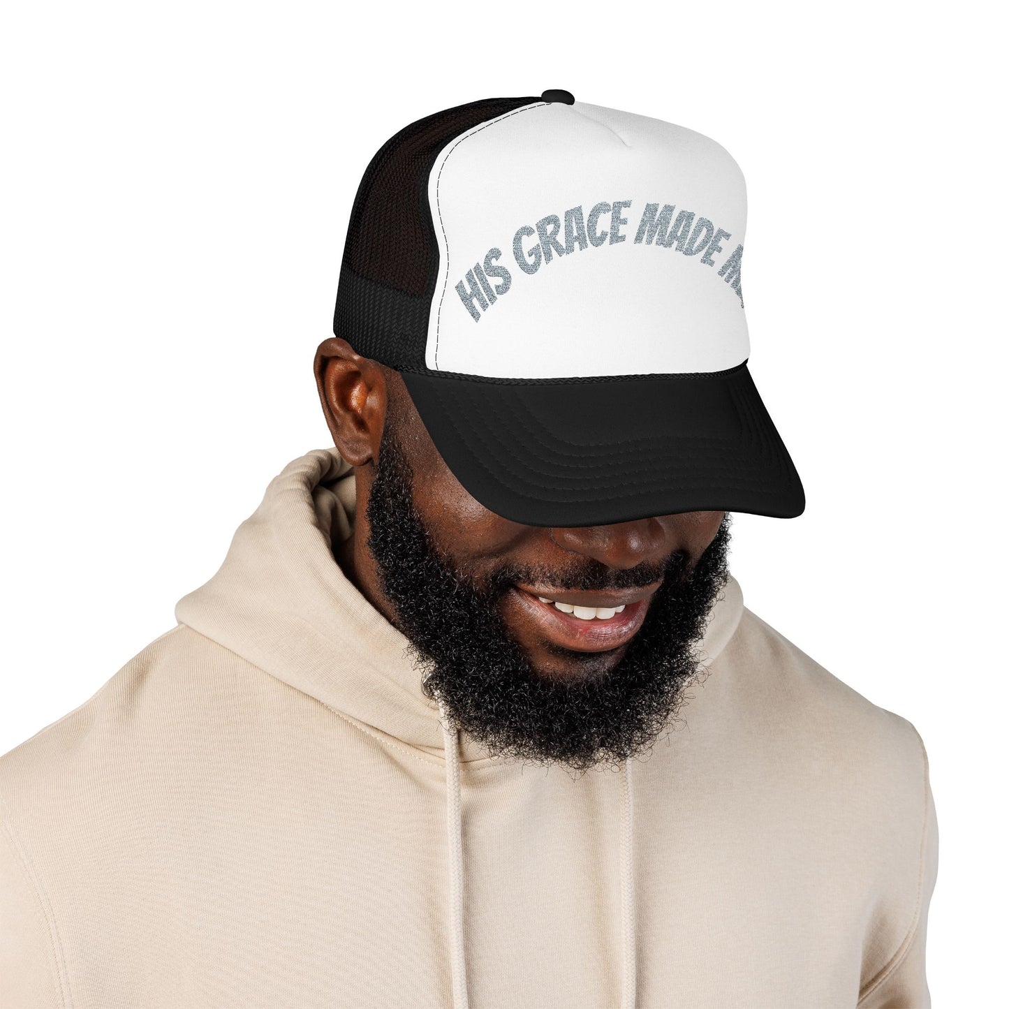 His Grace Made Me Foam Trucker Hat, Faith-Based Cap, Stylish Embroidered Hat, Gifts for Believers, Religious Apparel
