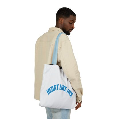 Heart Like His Canvas Tote Bag, 5-Color Straps, Eco-Friendly, Gift for Her, Inspirational Quote, Travel Bag, Shopping Tote