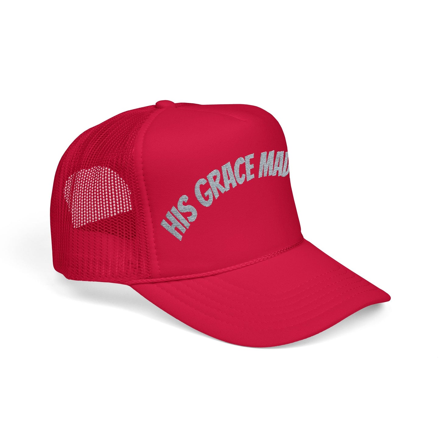 His Grace Made Me Foam Trucker Hat, Faith-Based Cap, Stylish Embroidered Hat, Gifts for Believers, Religious Apparel